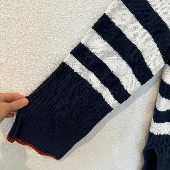 Striped Navy and White Turtleneck Sweater - Picture 5 of 6